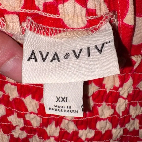 Ava & Viv Red and Cream Textured Top - Picture 3 of 4